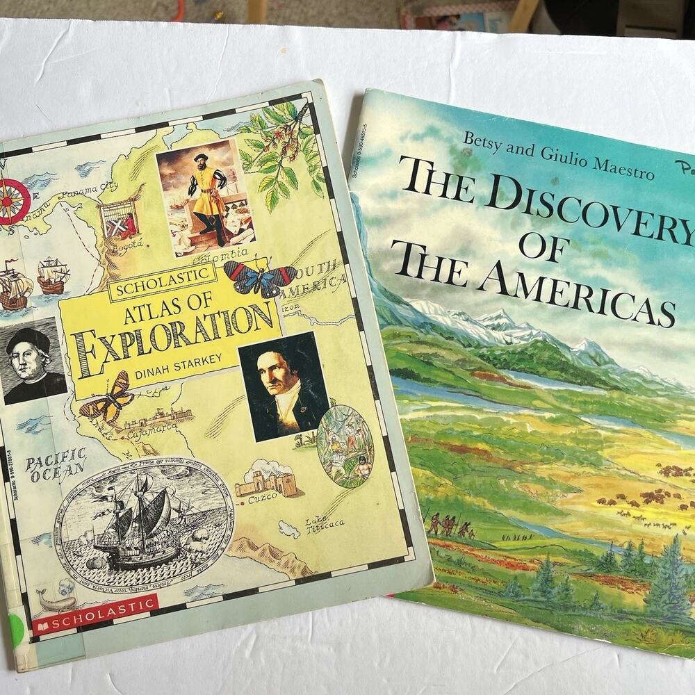Set Of 2 Educational Books Atlas Of Exploration And Discovery Of The Americas